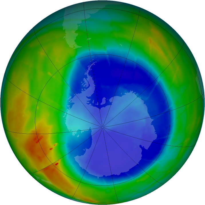 Antarctic ozone map for 29 August 2009